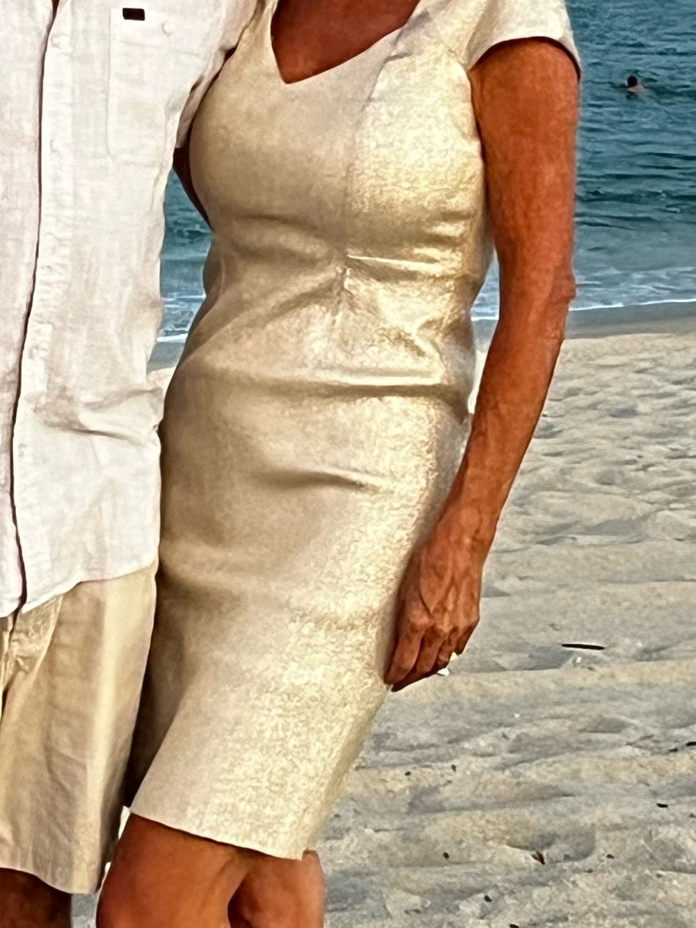 Gold  Sparkle Cap-Sleeve Sheath Dress